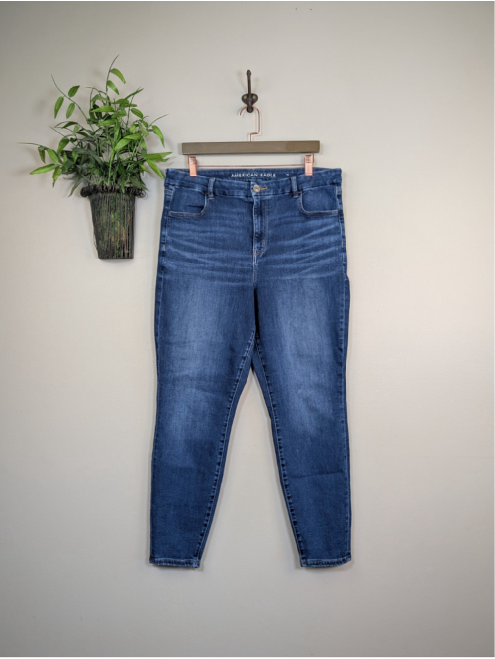 American Eagle 18 Curvy Hi Rise Skinny Jegging Jeans Next Level Stretch Dark
